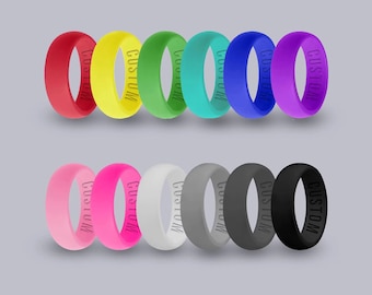 Wildfire Ring Personalized Neon Silicone, Engraved for Men and Women, Valentine's Gift for Husband, Matching Couple Ring