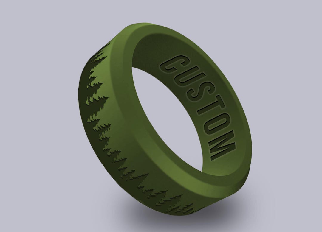 Wildfire Ring Forest Tree Personalized Silicone Beveled Ring Engraved ...