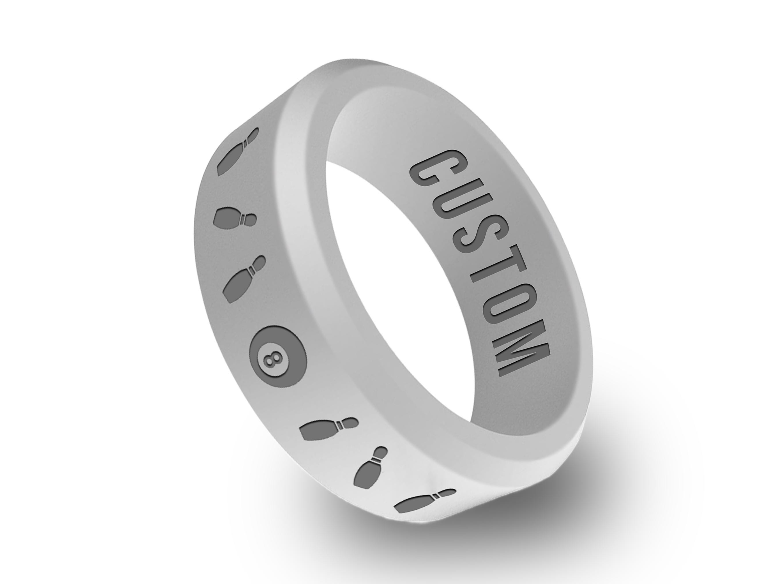 Wildfire Ring 8 Ball Bowling Pins Personalized Silicone Beveled Ring ...