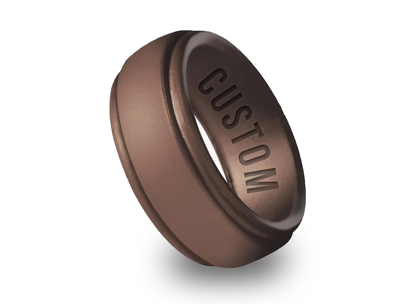 Wildfire Ring Personalized Silicone Ring Engraved for Men & Women, Athletic Wedding Band for Couple, Valentine Gift for husband Brun