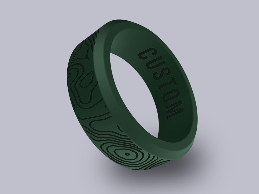 Wildfire Ring Topographic Map Personalized Silicone Beveled Ring