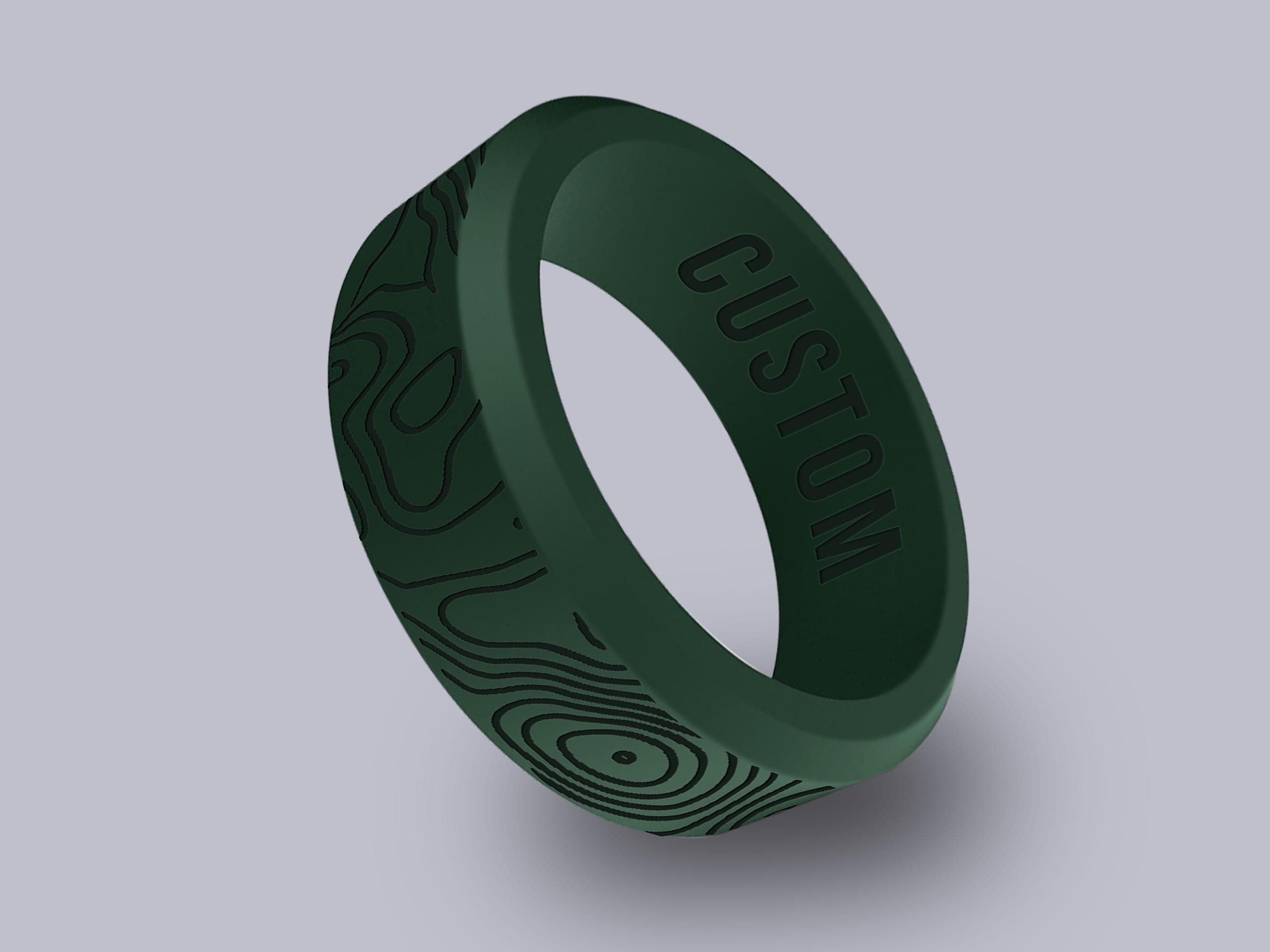 Wildfire Ring Topographic Map Personalized Silicone Beveled Ring