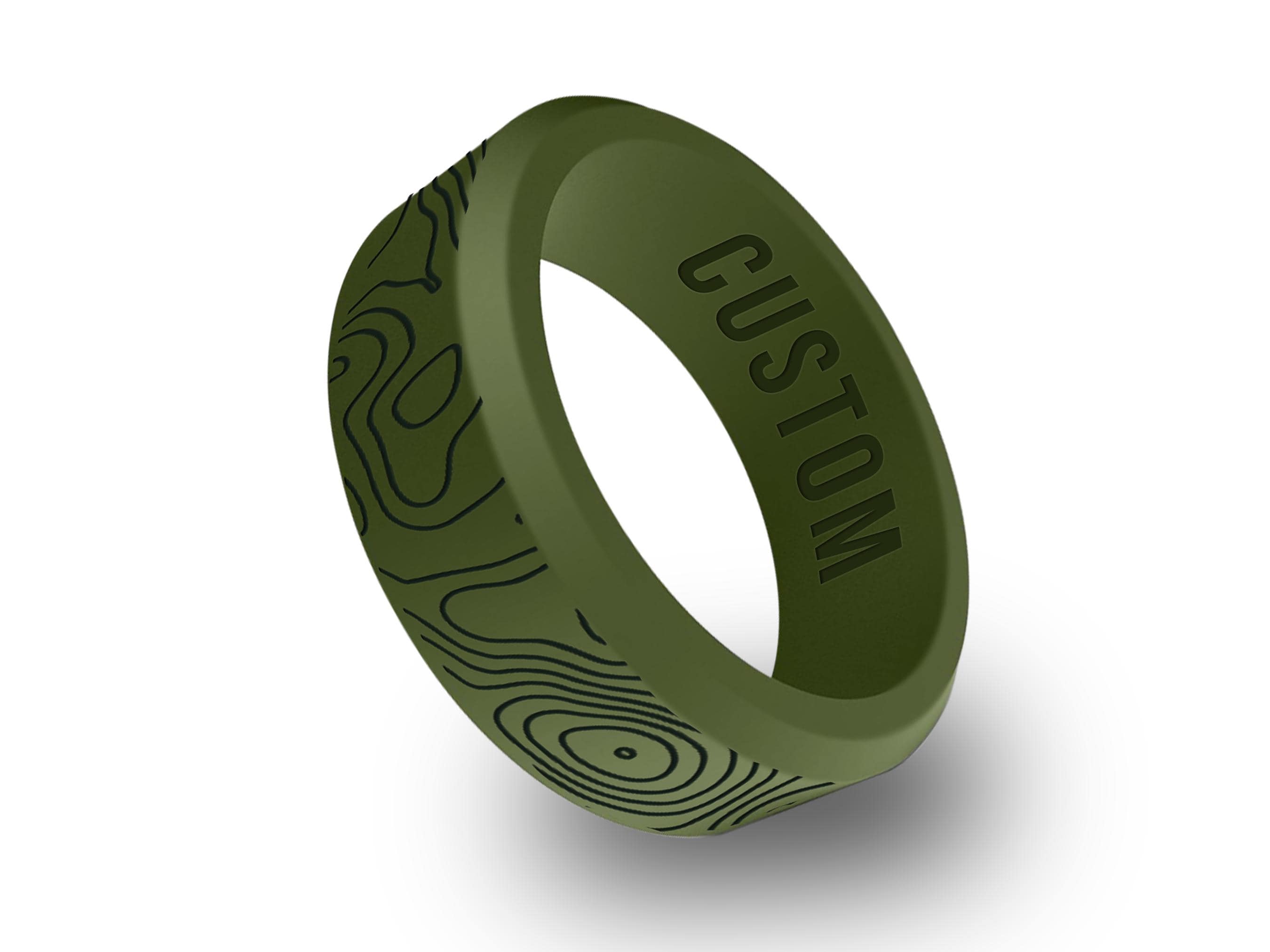 Wildfire Ring Topographic Map Personalized Silicone Beveled Ring