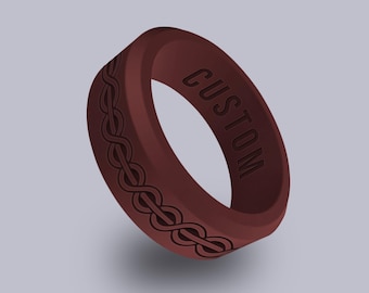 Wildfire Ring Vintage Twisted Ring Personalized Silicone Beveled Ring Engraved for Men & Women, Celtic Twisted Ring, Wedding Ring for Men