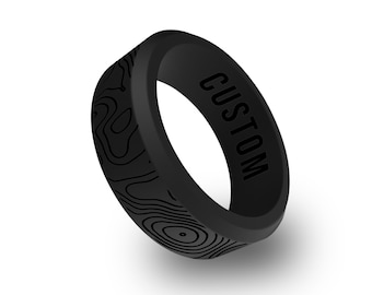 Wildfire Ring Topographic Map Personalized Silicone Beveled Ring