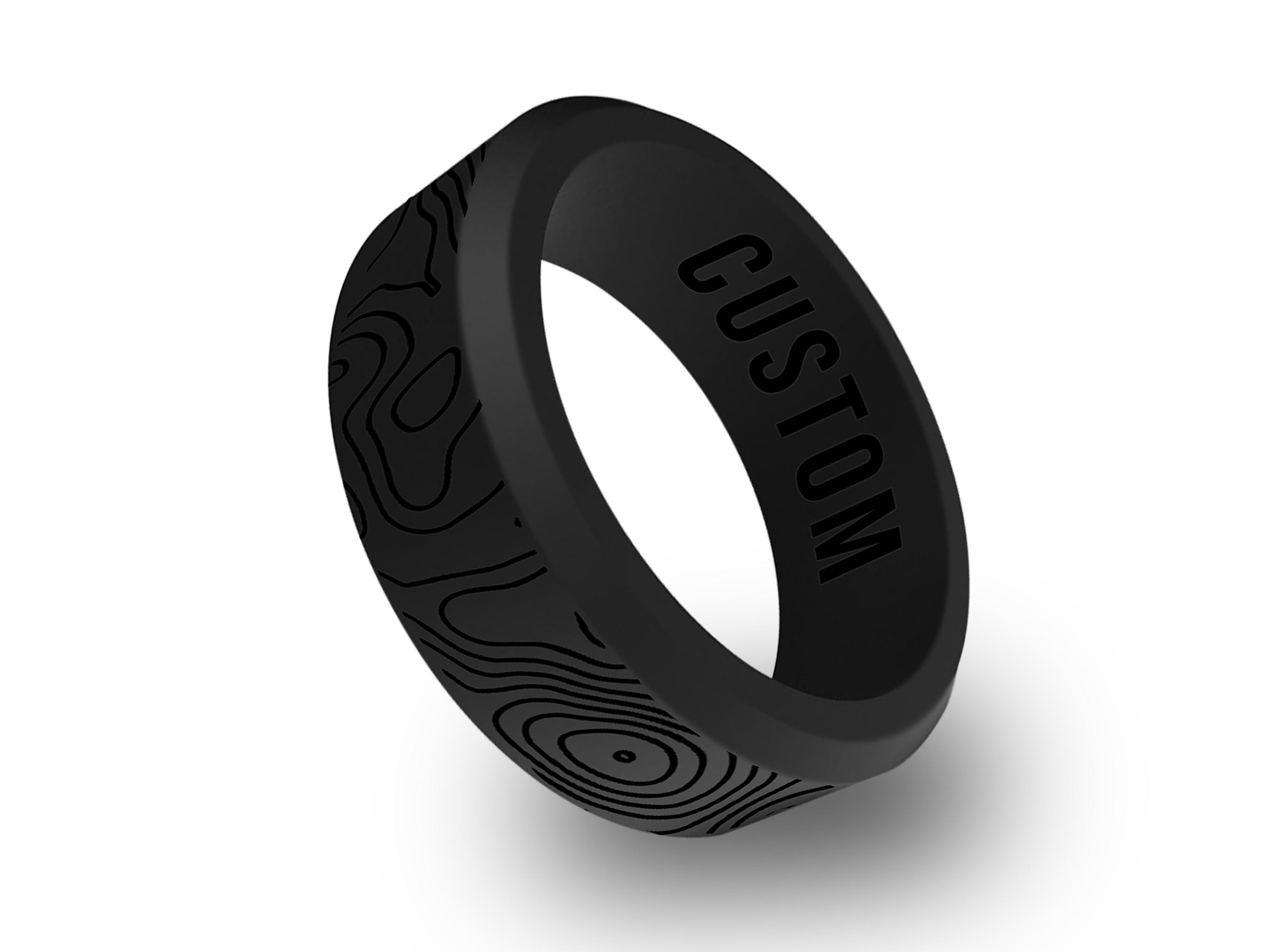 Wildfire Ring Topographic Map Personalized Silicone Beveled Ring