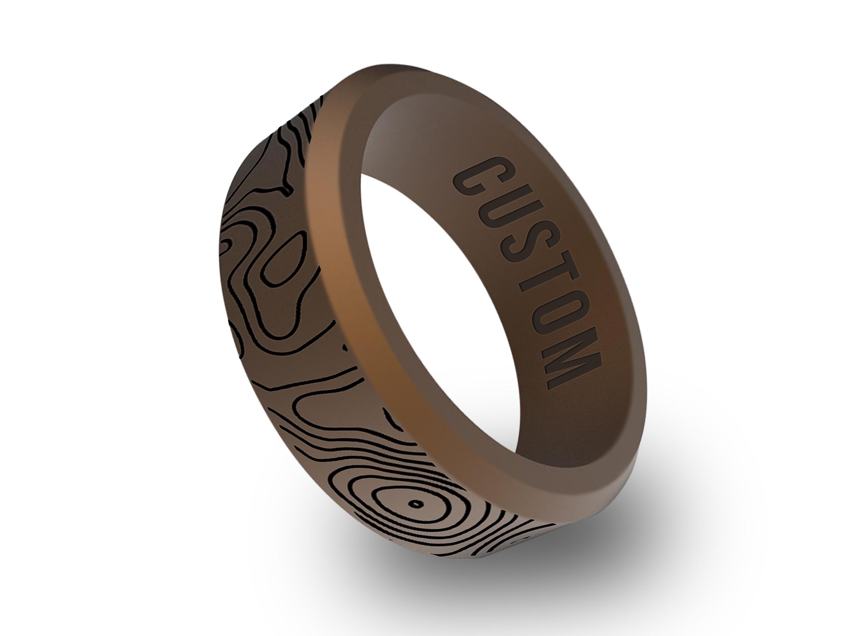 Wildfire Ring Topographic Map Personalized Silicone Beveled Ring
