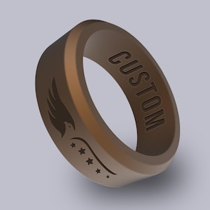 Wildfire Ring Personalized USA Flag Rings Beveled Silicone Ring, American Flag 1 Silicone Band, For Patriotic Couples