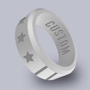 Wildfire Ring Personalized USA Flag Rings Beveled Silicone Ring, American Flag 3 Silicone Band, For Patriotic Couples