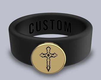 Wildfire Ring Silicone Beveled Ring w/ Removable Stainless Steel Plate for Men Women Removable Plate Ring Custom Ring Steel Plate - PATENTED