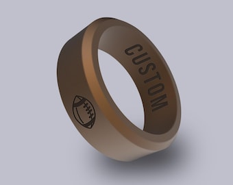 Wildfire Ring Football Ring Personalized Silicone Beveled Ring Engraved for Men and Women, Custom Football Sport Player Gift