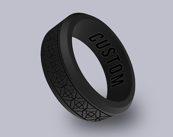 Wildfire Ring Celtic Lattice Personalized Silicone Beveled Ring Engraved for Men and Women, Celtic Design Ring, Celtic Wedding Ring
