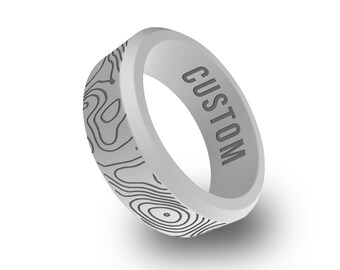 Wildfire Ring Topographic Map Personalized Silicone Beveled Ring