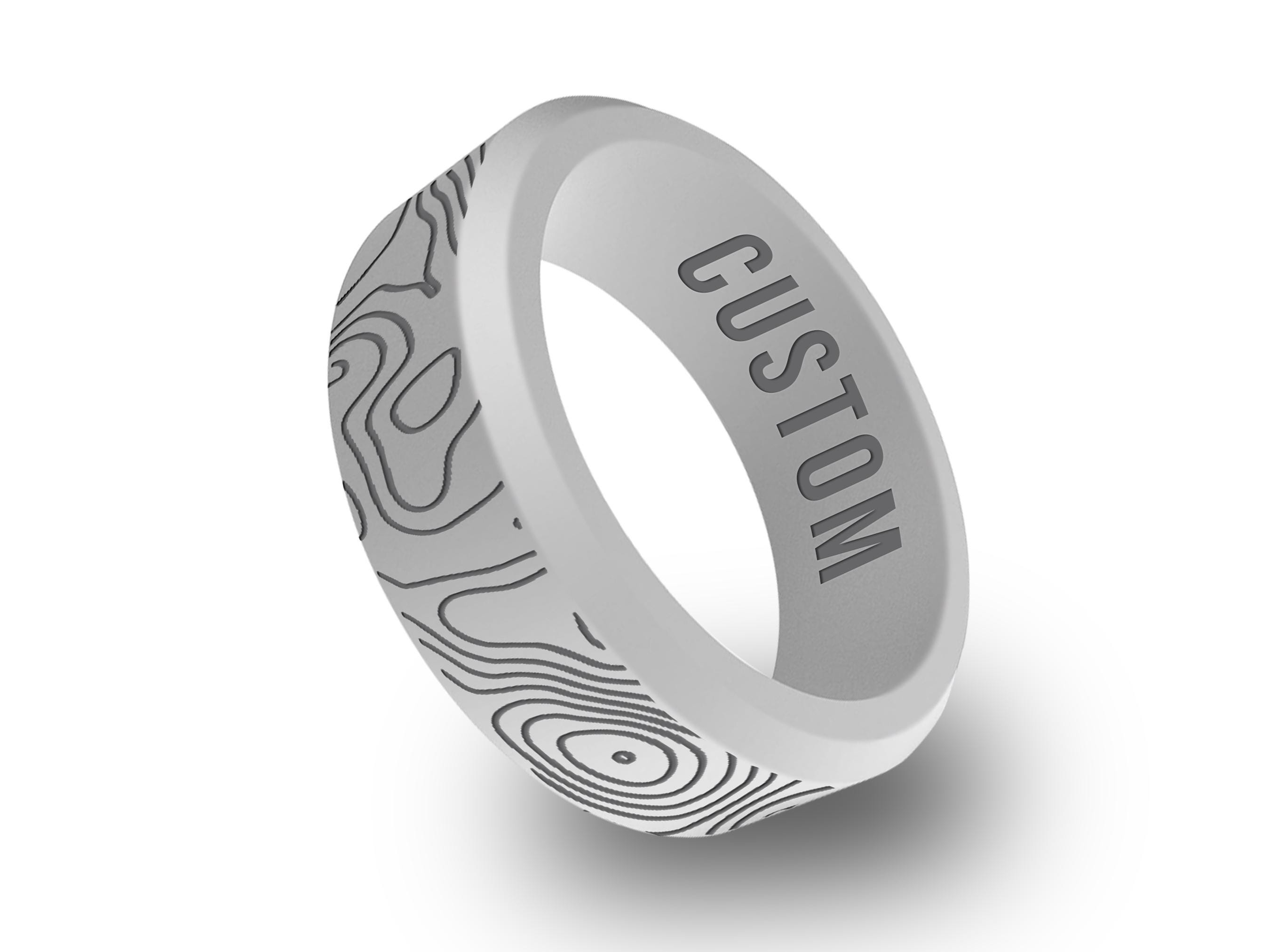 Wildfire Ring Topographic Map Personalized Silicone Beveled Ring