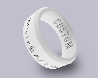 Wildfire Ring 16 Personality Type Personalized Silicone Beveled Ring Engraved for Men and Women, Personality Profile Ring