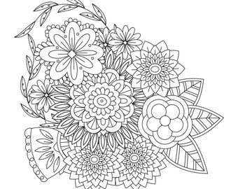 5 Super Cute Adult Floral Coloring Pages Cheap!-Digital Download- Easy to Print