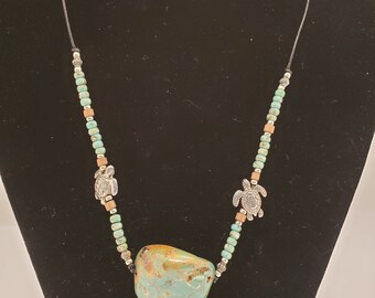 American Turquoise With Turtle Beads. B-1D