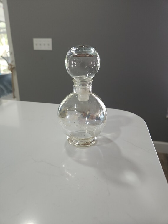 Vintage clear glass perfume bottle decanter with stop… Gem
