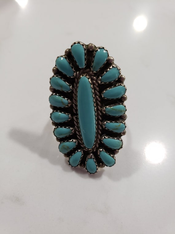 Vintage Navajo Zuni size 7.5 Turquoise Ring