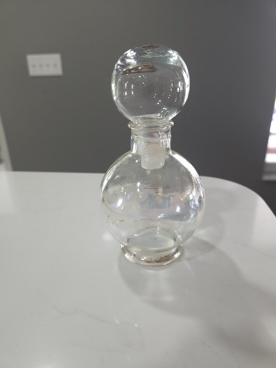 Vintage clear glass perfume bottle decanter with stop… Gem