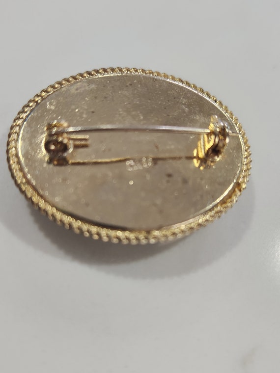 Vintage Italian oval shaped micro mosaic pin broo… - image 9
