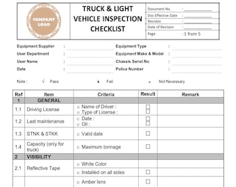 Truck and Light Vehicle inspection checklist and Journey Management plan Checklist #SafetyChecklist #VehicleChecklist #hashtags