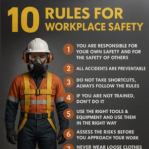 3 Poster of 10 Rules for Worksplace Safety #safetyposter