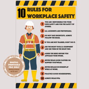 10 reglas de seguridad en el trabajo #CartelDeSeguridad #SeñalDeSeguridad #Hashtag #RecordatorioDeSeguridad