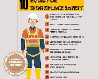 10 rules for workplace safety #Safetyposter #safetysign #hashtag #safetyreminder