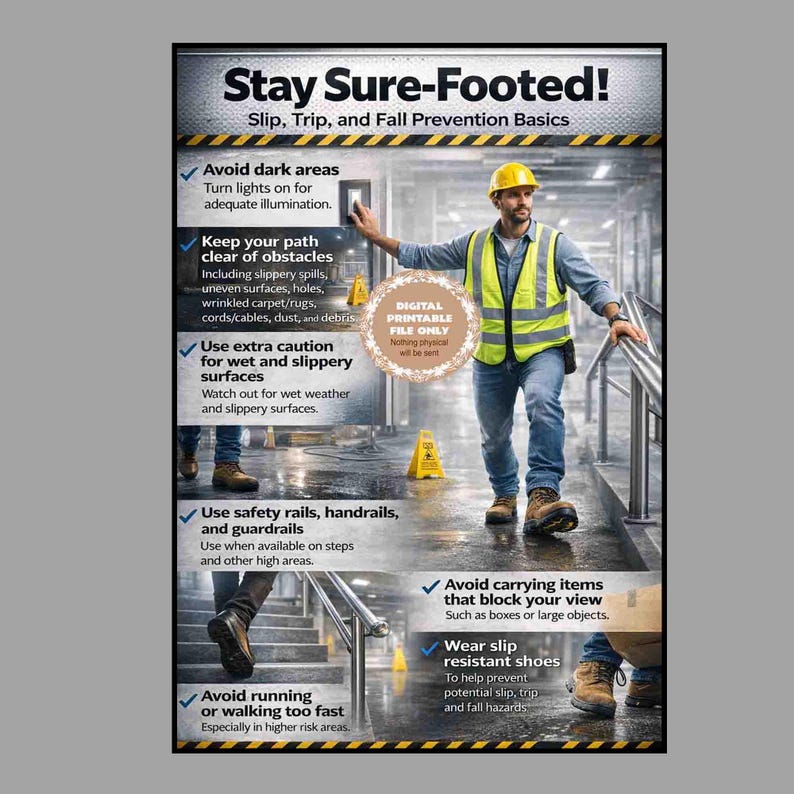 Stay Sure Footed #safety Poster - Etsy Australia