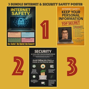 3 Bundle of Internet Security Safety Poster #internetsafety, #onlinesafety, #esafety #cybersecurity