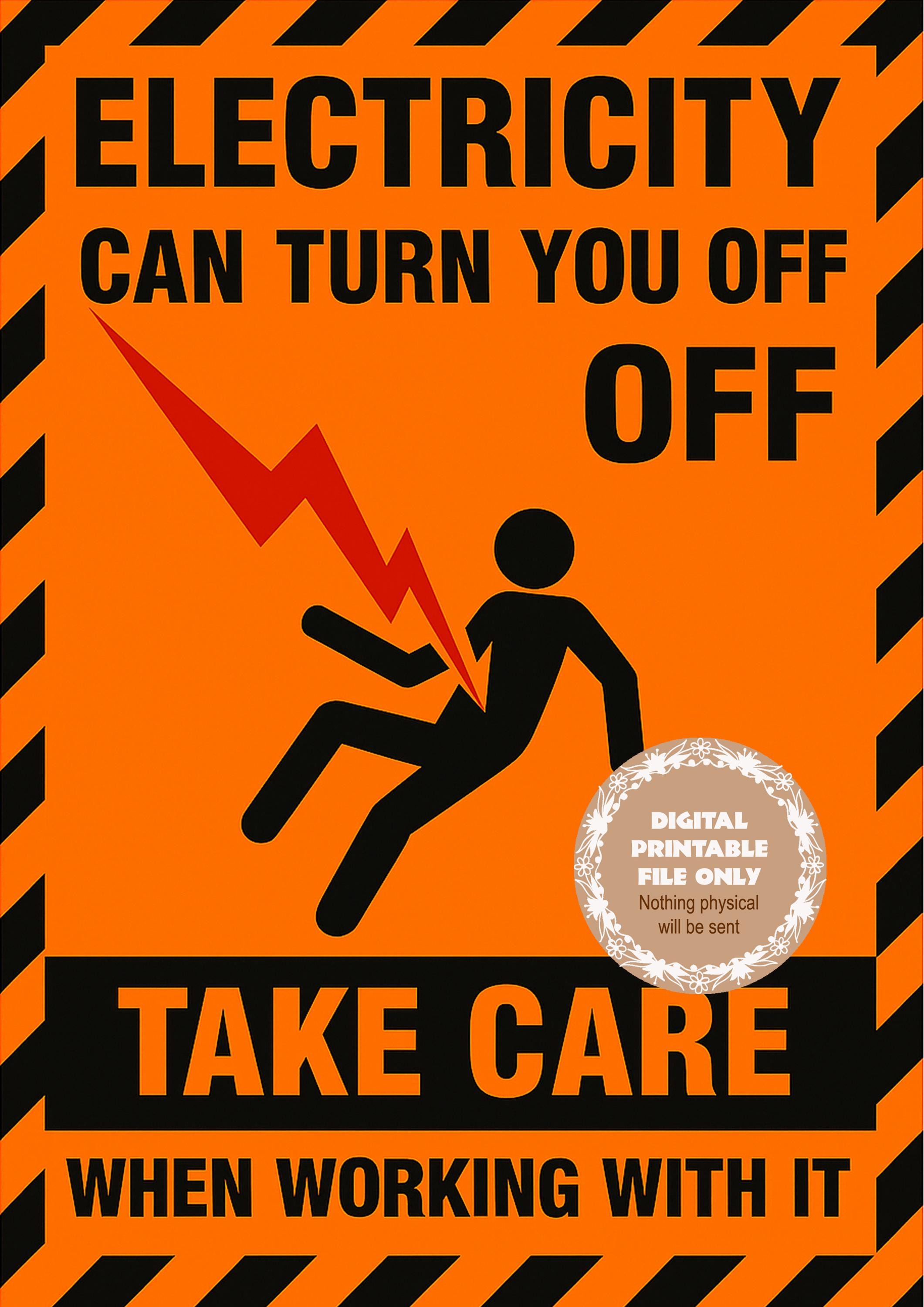2 #safetyposter Electricity Can Turn You Off - Etsy