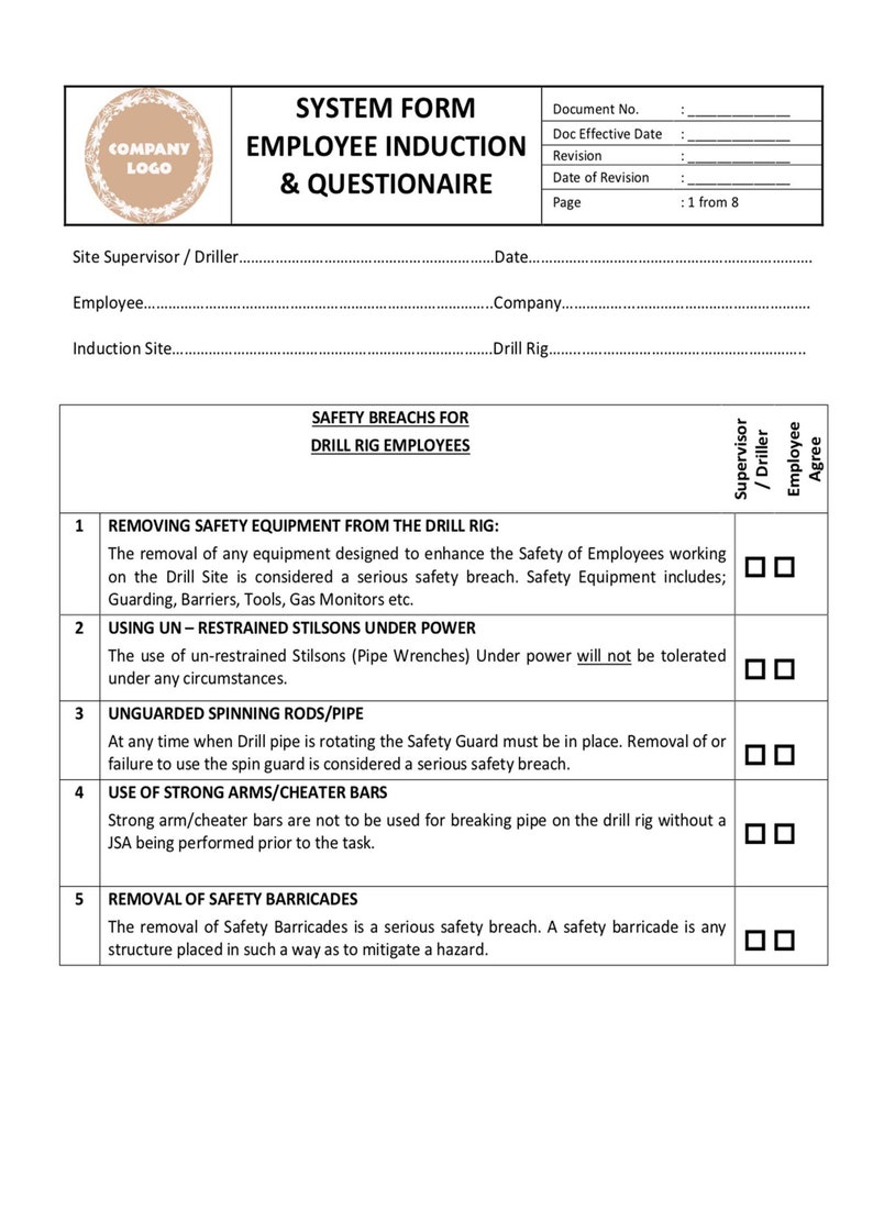 Employee Induction and Questionnaire, Safety Report safetyinduction