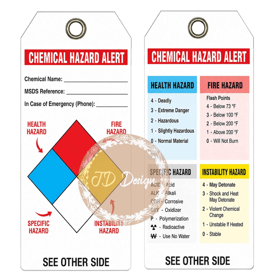 Chem Alert Code Chemical Hazard Alert Tagging - Printable Tag (PNG, Word File) LOTO - Etsy