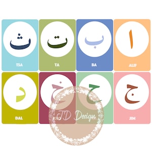 Printable Arabic Letter Flashcard, Montessori, Visual Simulation Letter, Hijaiyah Arabic Letter