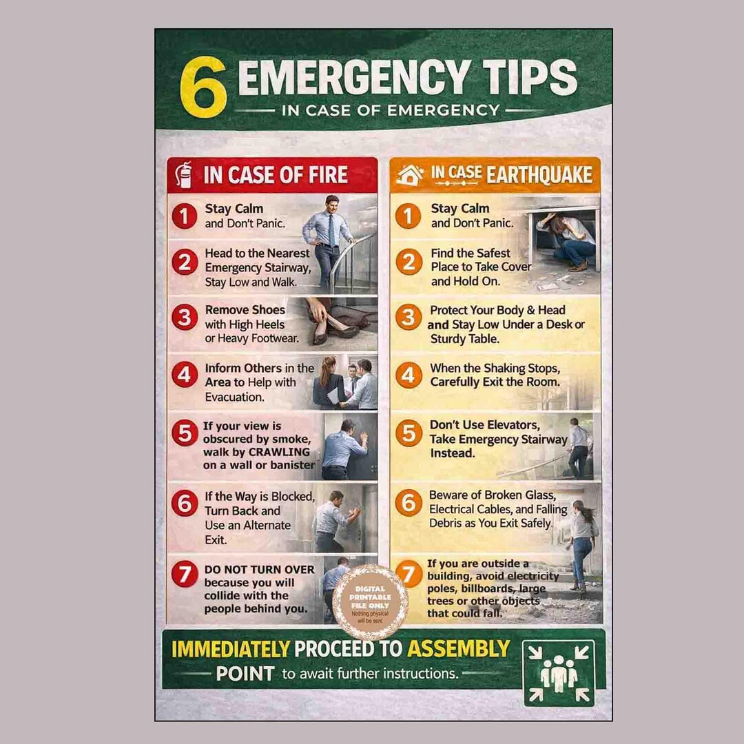 6 Emergency Tips *emergencyposter - Etsy