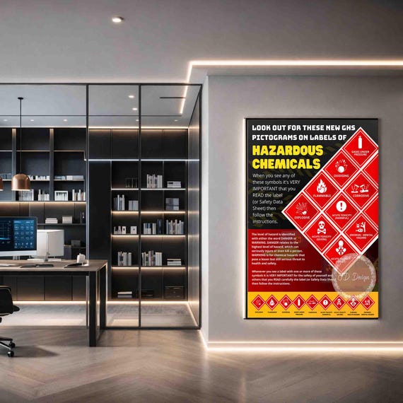 Poster COSHH A3 Laminato - Controllo Sostanze Pericolose Per La Salute, 11 Pittogrammi UE, Inglese - 3
