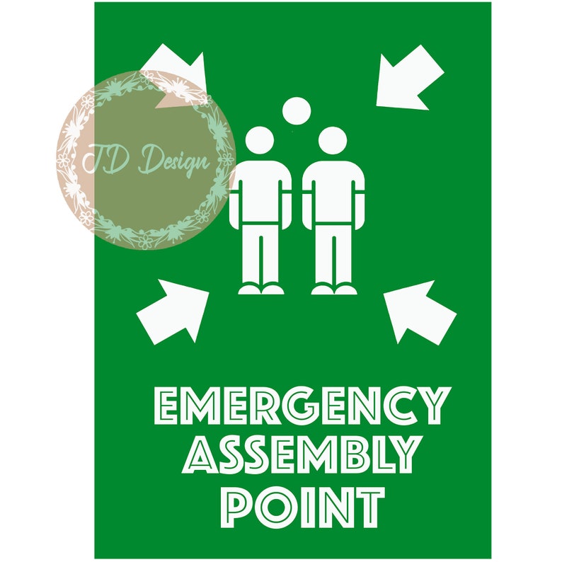 Assembly Point Direction 5 Emergency Assembly Point, Emergency Exit,evacuation Sign #emergency # ...