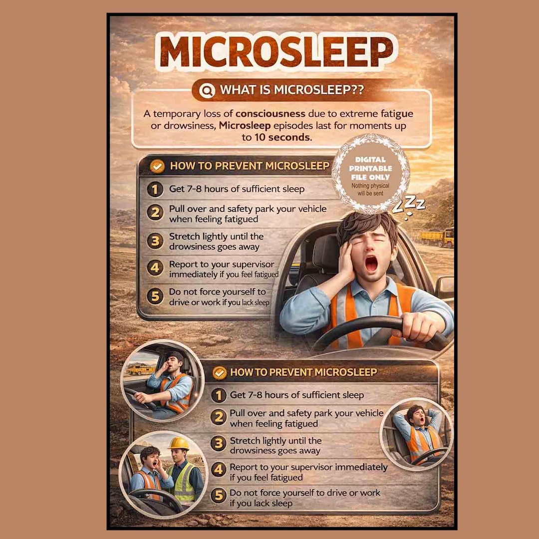 Microsleep Vector Microsleep #safetyposter #fatiquemanagement - Etsy