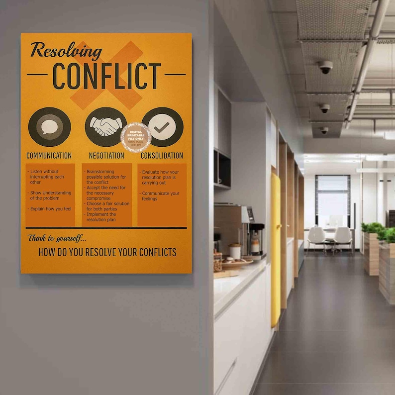 Resolving Conflict Poster #hrdposter #humanresourcesdepartmentposter - Etsy