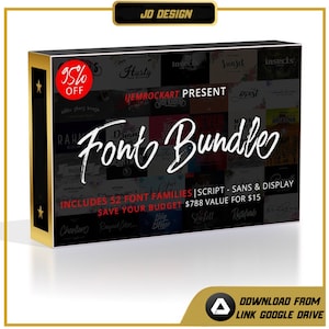 Premium Font Bundle: 64 Script, Sans & Display Fonts (Digital Download)