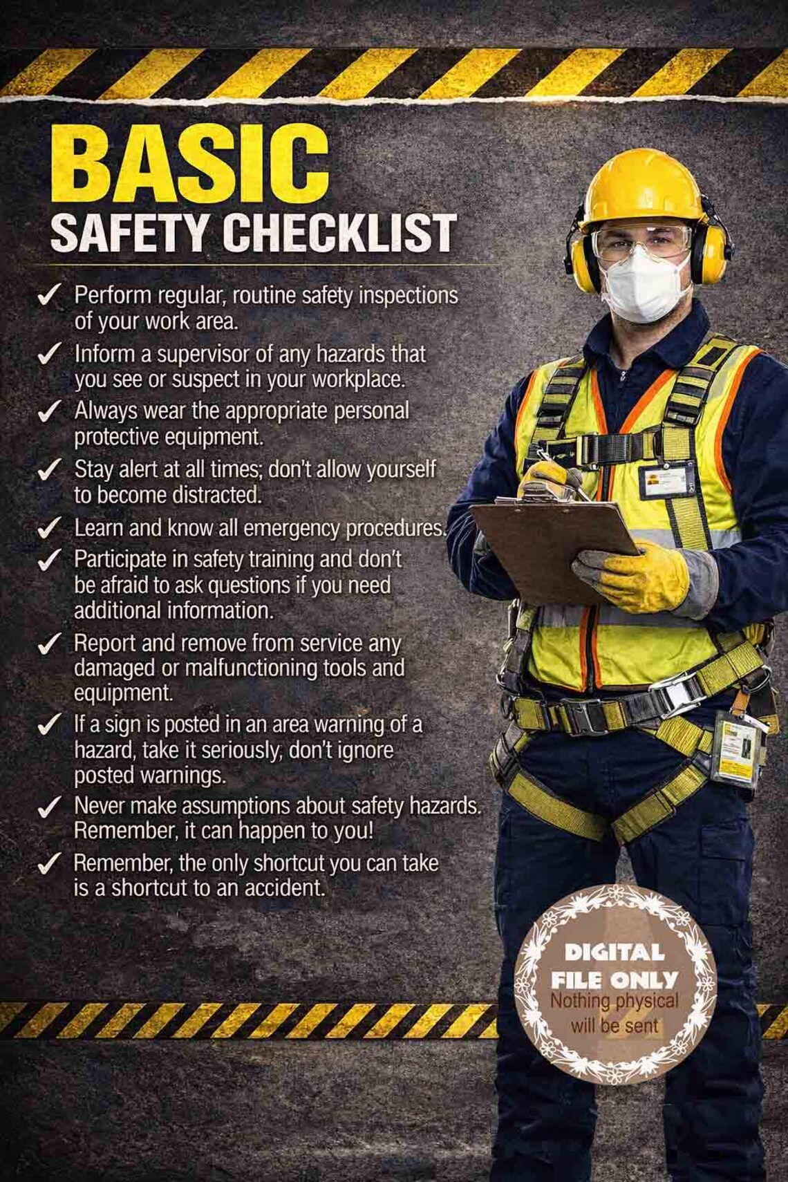 Basic Safety Checklist #safetyposter - Etsy