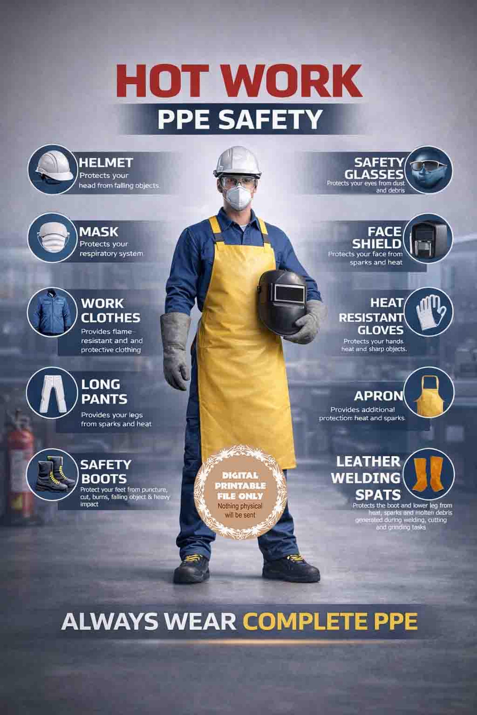 Hot Work PPE Safety *safetyposter #hotwork #ppe - Etsy