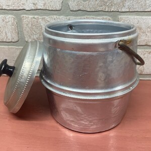 Vintage Hammered Metal Storage Container, Handled Storage Container, Lunch Box, Lunch Container