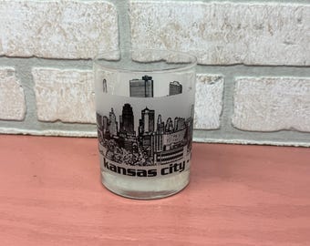 Kansas City Souvenir Tumbler Glass, Collectible Kansas Cityscape