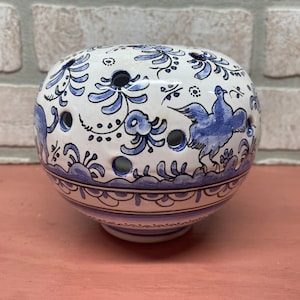 Had painted Pottery, Made in Portugal, Blue and White Pottery, Bud Vase, Small Vase