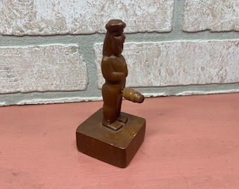 Gag Gift, Wooden Knick Knack, Wooden Figurine with Springy Private Parts