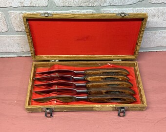 Knife Set in Case, Vintage Knife Set, Set of 5, Collectible Knife
