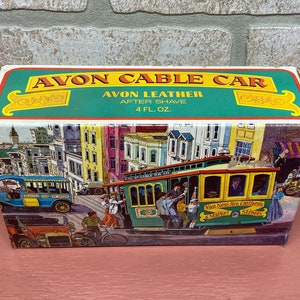Vintage Avon Collectible Cable Car, Avon Leather, Aftershave, In Original Box