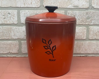 Vintage Red Flour Canister, Vintage Kitchen, Kitchen Decor